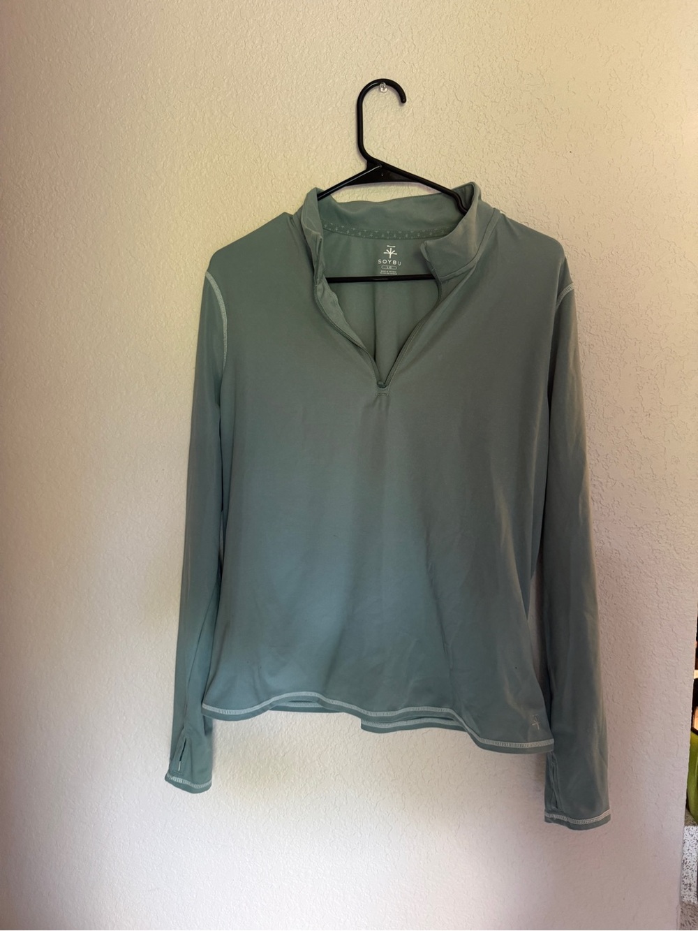 Soybu Sage Green Quarter-Zip Pullover Top